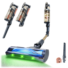 Conga Rockstar S50 Neo Aspirador vertical con 340 W de potencia y 135 AW de potencia de succión. 22 kPa. Cepillo antienredos Hairless XXL. Autonomía de hasta 45 minutos en modo Eco y aspirador de mano. Luz LED verde. Tubo flexible.