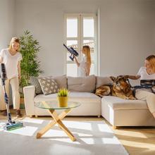 Conga Rockstar RS90 Pet Flex Detect Aspirador escoba sin cable con 650 W de potencia y 230 AW de potencia de succión. 30 kPa. Cepillo antienredos Hairless XXL. Autonomía de hasta 90 minutos en modo Eco y aspirador de mano. Luz LED verde. Tubo flexible. Cepillo para animales.