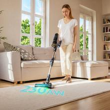 Conga Rockstar RS90 Pet Flex Detect Aspirador vertical con 650 W de potencia y 230 AW de potencia de succión. 30 kPa. Cepillo antienredos Hairless XXL. Autonomía de hasta 90 minutos en modo Eco y aspirador de mano. Luz LED verde. Tubo flexible. Cepillo para animales.