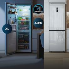 Bolero CoolMarket Combi 409 White Glass C Frigorífico Combi Cristal Blanco, Clase C, MAX INSIDE con VIP tech, Cool Matrix, Cajón Variable 6 temperaturas con control de humedad, Total No Frost, Compresor Inverter Plus, Multi AirFlow, 409 L, 185x59,5cm, Funciones Fast Cooling y Fast Freezing, Modo Smart, Green HUB XL, Display Exterior, Puertas Reversibles, Botellero y Bandejas Cristal.