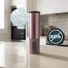 Power Titanium Shake2Go Candy Steel Batidoras de vaso individual con diseño compacto y portátil. Potencia 180W. Desmontable. Vaso metal 600ml. Tres programas automáticos. Libre BPA. Carga rápida.