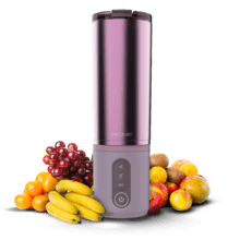 Power Titanium Shake2Go Candy Steel Batidoras de vaso individual con diseño compacto y portátil. Potencia 180W. Desmontable. Vaso metal 600ml. Tres programas automáticos. Libre BPA. Carga rápida.