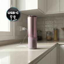 Power Titanium Shake2Go Candy Steel Batidoras de vaso individual con diseño compacto y portátil. Potencia 180W. Desmontable. Vaso metal 600ml. Tres programas automáticos. Libre BPA. Carga rápida.