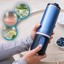 Power Titanium Shake2Go Olive Steel Batidoras de vaso individual con diseño compacto y portátil. Potencia 180W. Desmontable. Vaso metal 600ml. Tres programas automáticos. Libre BPA. Carga rápida.