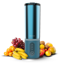 Power Titanium Shake2Go Lagoon Steel Batidoras de vaso individual con diseño compacto y portátil. Potencia 180W. Desmontable. Vaso metal 600ml. Tres programas automáticos. Libre BPA. Carga rápida.