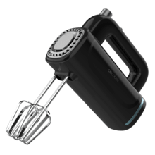 PowerTwist 300 Batidora amasadora con potencia de 300 W que garantiza un mezclado uniforme y sin esfuerzo. Cinco velocidades regulables. Varillas de precisión para montar claras o cremas. Ganchos de acero resistentes para amasar. Botón eyector QuickOut. Base de almacenamiento integrada.