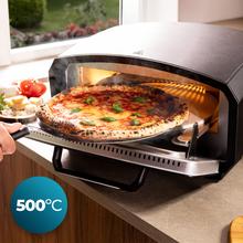 Pizza&Co 500 Gyro Horno de pizza eléctrico con panel digital táctil y piedra giratoria de alta temperatura.