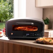 Pizza&Co 500 Gyro Horno de pizza eléctrico con panel digital táctil y piedra giratoria de alta temperatura.