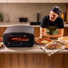 Pizza&Co 500 Gyro Horno de pizza eléctrico con panel digital táctil y piedra giratoria de alta temperatura.