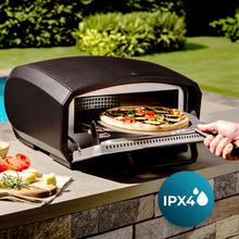 Pizza&Co 500 Gyro Horno de pizza eléctrico con panel digital táctil y piedra giratoria de alta temperatura.