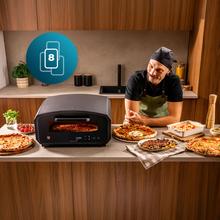Pizza&Co 500 Gyro Horno de pizza eléctrico con panel digital táctil y piedra giratoria de alta temperatura.