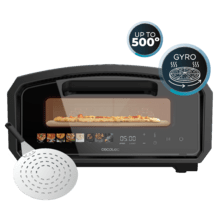 Pizza&Co 500 Gyro Horno de pizza eléctrico con panel digital táctil y piedra giratoria de alta temperatura.