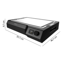 Teppanyaki Steel Plancha eléctrica tipo teppanyaki con placa de acero inoxidable desmontable, temperatura regulable de 100 a 250 °C y accesorios incluidos.