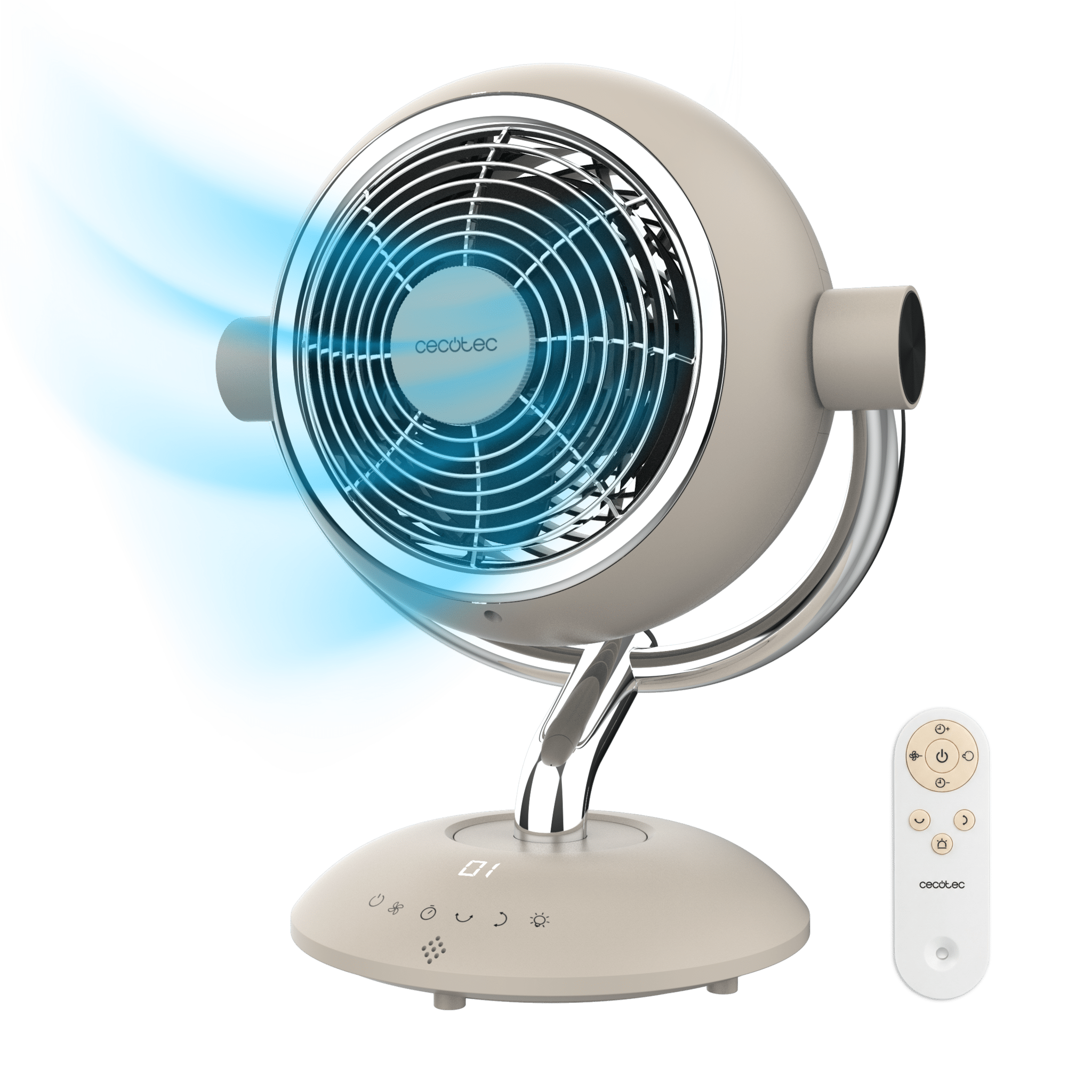 EnergySilence 960 Cyclone Desk Eve Ventilador circulador de aire de sobremesa de 35W, oscilación e inclinación ajustables, mando, táctil y con luz LED.