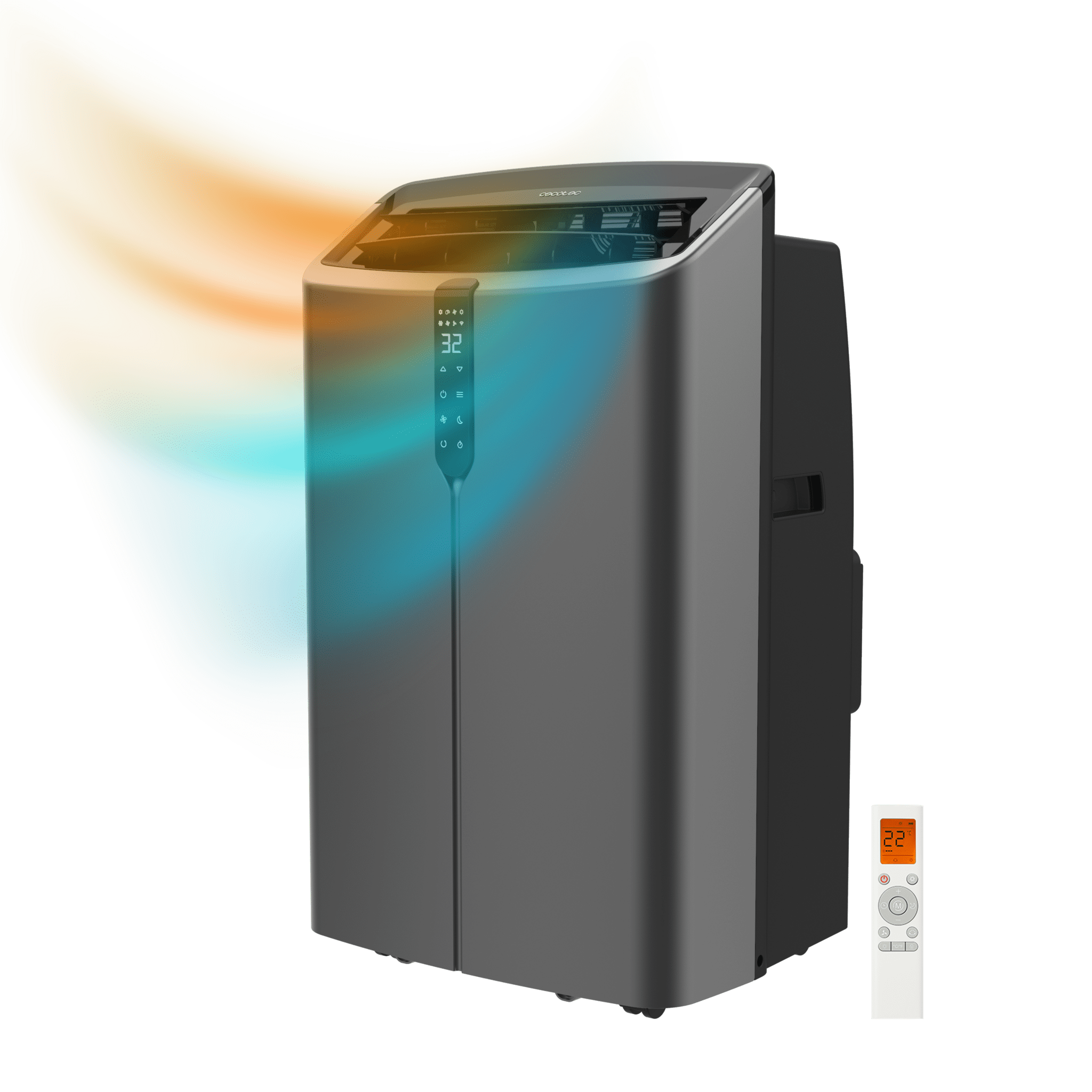 ForceClima 14800 Nux Heating Connected Climatiseur portatif de 14000 BTU avec pompe à chaleur et contrôle via Wi-Fi. Télécommande sans fil incluse.
