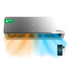 AirClima 12000 Wind Connected A+++ Aire acondicionado split de 12000 BTU con bomba de calor, mando a distancia, pantalla LED y WIFI. A+++