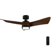 EnergySilence Aero 5330 Jelly Black&Wood Ventilador de techo de 30W con motor DC y 46” con luz LED, mando a distancia, temporizador y 6 velocidades.