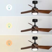 EnergySilence Aero 5330 Jelly Black&Wood Ventilador de techo de 30W con motor DC y 46” con luz LED, mando a distancia, temporizador y 6 velocidades.
