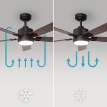 EnergySilence Aero 552 Neo Black&Wood Ventilador de techo de 30W con motor DC, 5 aspas y 52” con luz LED, mando a distancia, temporizador y 6 velocidades.