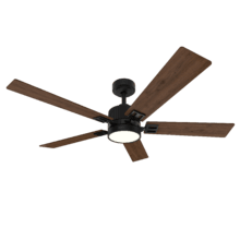EnergySilence Aero 552 Neo Black&Wood Ventilador de techo de 30W con motor DC, 5 aspas y 52” con luz LED, mando a distancia, temporizador y 6 velocidades.