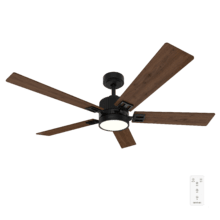 EnergySilence Aero 552 Neo Black&Wood Ventilador de techo de 30W con motor DC, 5 aspas y 52” con luz LED, mando a distancia, temporizador y 6 velocidades.