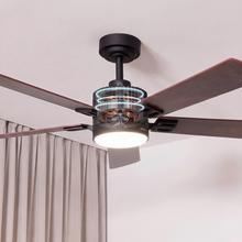 EnergySilence Aero 552 Neo Black&Wood Ventilador de techo de 30W con motor DC, 5 aspas y 52” con luz LED, mando a distancia, temporizador y 6 velocidades.