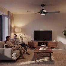 EnergySilence Aero 552 Neo Black&Wood Ventilador de techo de 30W con motor DC, 5 aspas y 52” con luz LED, mando a distancia, temporizador y 6 velocidades.