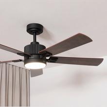EnergySilence Aero 552 Neo Black&Wood Ventilador de techo de 30W con motor DC, 5 aspas y 52” con luz LED, mando a distancia, temporizador y 6 velocidades.