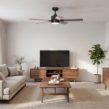 EnergySilence Aero 552 Neo Black&Wood Ventilador de techo de 30W con motor DC, 5 aspas y 52” con luz LED, mando a distancia, temporizador y 6 velocidades.
