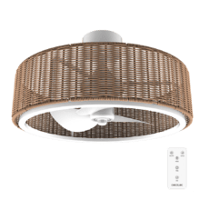 EnergySilence LampAero 324 Camellia Ventilador de techo con luz con motor DC de 10 W, luz LED regulable, mando a distancia, temporizador y 6 velocidades.