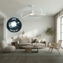EnergySilence Aero 452 QuickSnap White Ventilador de techo con motor DC de 30 W, diámetro de 52", 4 aspas, luz LED, mando a distancia, temporizador de hasta 8 horas, instalación de aspas con sistema “one-click” y función verano/invierno.