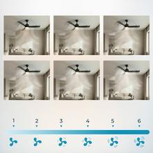 EnergySilence Aero 452 QuickSnap Black Ventilatore da soffitto con motore DC da 30 W, diametro 52“, 4 pale, luce LED, telecomando, timer fino a 8 ore, installazione delle pale con sistema ”one-click" e funzione estate/inverno.