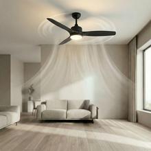 EnergySilence Aero 452 QuickSnap Black Ventilatore da soffitto con motore DC da 30 W, diametro 52“, 4 pale, luce LED, telecomando, timer fino a 8 ore, installazione delle pale con sistema ”one-click" e funzione estate/inverno.