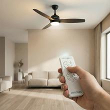 EnergySilence Aero 452 QuickSnap Black Ventilatore da soffitto con motore DC da 30 W, diametro 52“, 4 pale, luce LED, telecomando, timer fino a 8 ore, installazione delle pale con sistema ”one-click" e funzione estate/inverno.