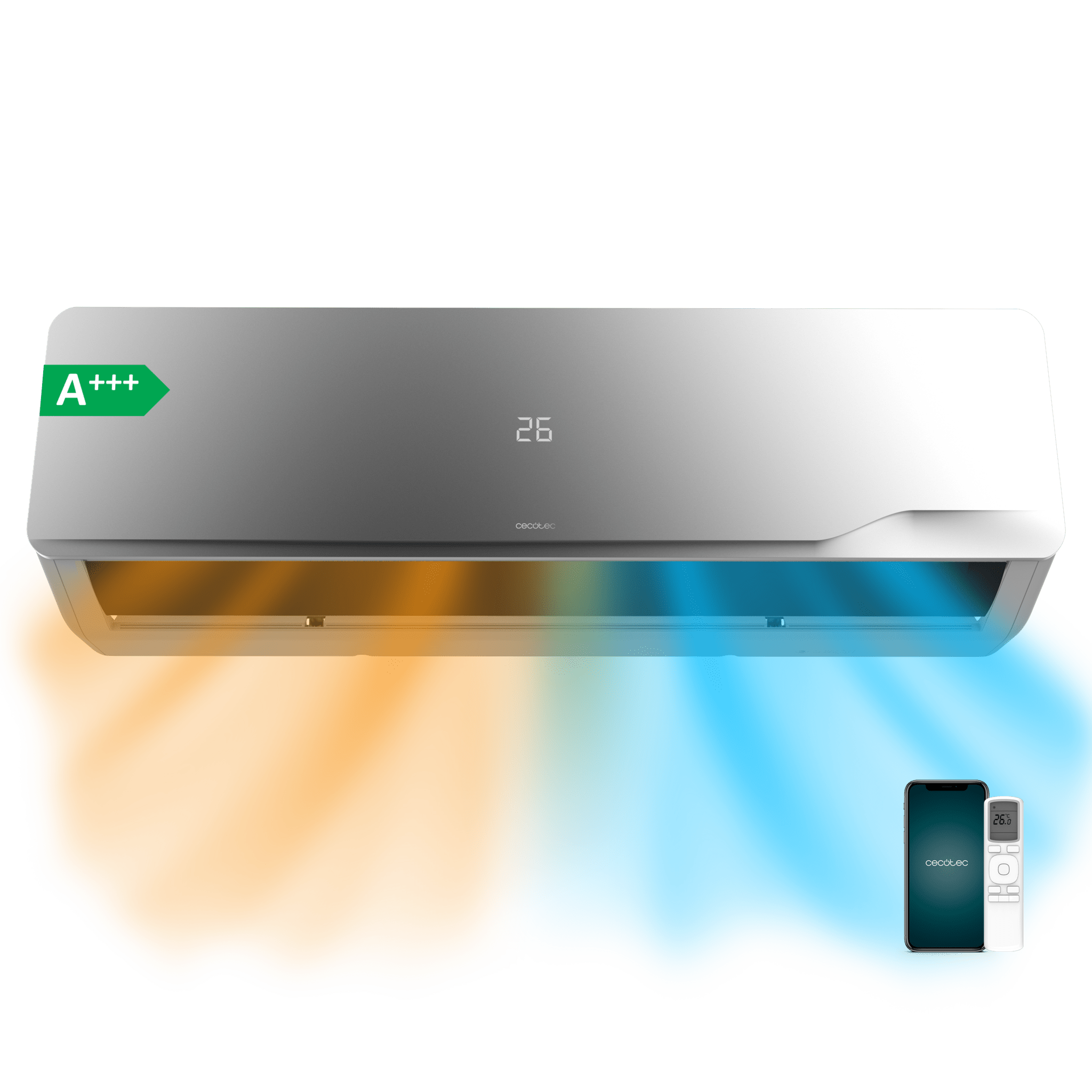 AirClima 18000 Wind Connected A+++ Condizionatore split da 18000 BTU con pompa di calore, telecomando, display LED e Wi-Fi.  A+++