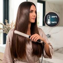Lisse NanoSilk Essence Champagne: Plancha de Pelo Estrecha con revestimiento NanoSilk, Función HeatMax, 130-230ºC, Bloqueo de Placas, Apagado Automático, Incluye Bolsa de Viaje