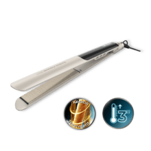 Lisse NanoSilk Essence Champagne: Plancha de Pelo Estrecha con revestimiento NanoSilk, Función HeatMax, 130-230ºC, Bloqueo de Placas, Apagado Automático, Incluye Bolsa de Viaje