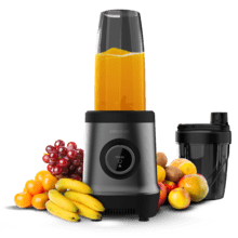 Nutriblender Fusion Touch Potencia 1000W. Cuchilla 6 hojas black titanium. Dos botellas 500ml y 900ml. Siempre lista para llevar. Luz indicadora.