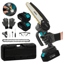 MontanaForce 6400 Hand Sierra de podar 6". Motor sin escobillas, Brushless. Batería 21V. Engrasado a botón. Incluye maletín, cadena extra y set de accesorios.