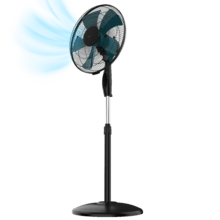 EnergySilence 450 WindLite Pro Black Ventilador de pie de 16” con 45 W y 3 velocidades, oscilación, altura ajustable, 5 aspas y máxima seguridad.