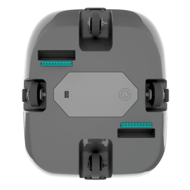 Parte inferior del robot limpiafondos Cecotec Conga Pooldroid 3000 FloorMaster con ruedas y cepillos