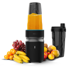 PowerTitanium 1000 Push2Go Duo Potencia 1000W. Cuchilla acero inox 6 hojas. Dos vasos 700ml. Tritura, mezcla y licua. Libre BPA