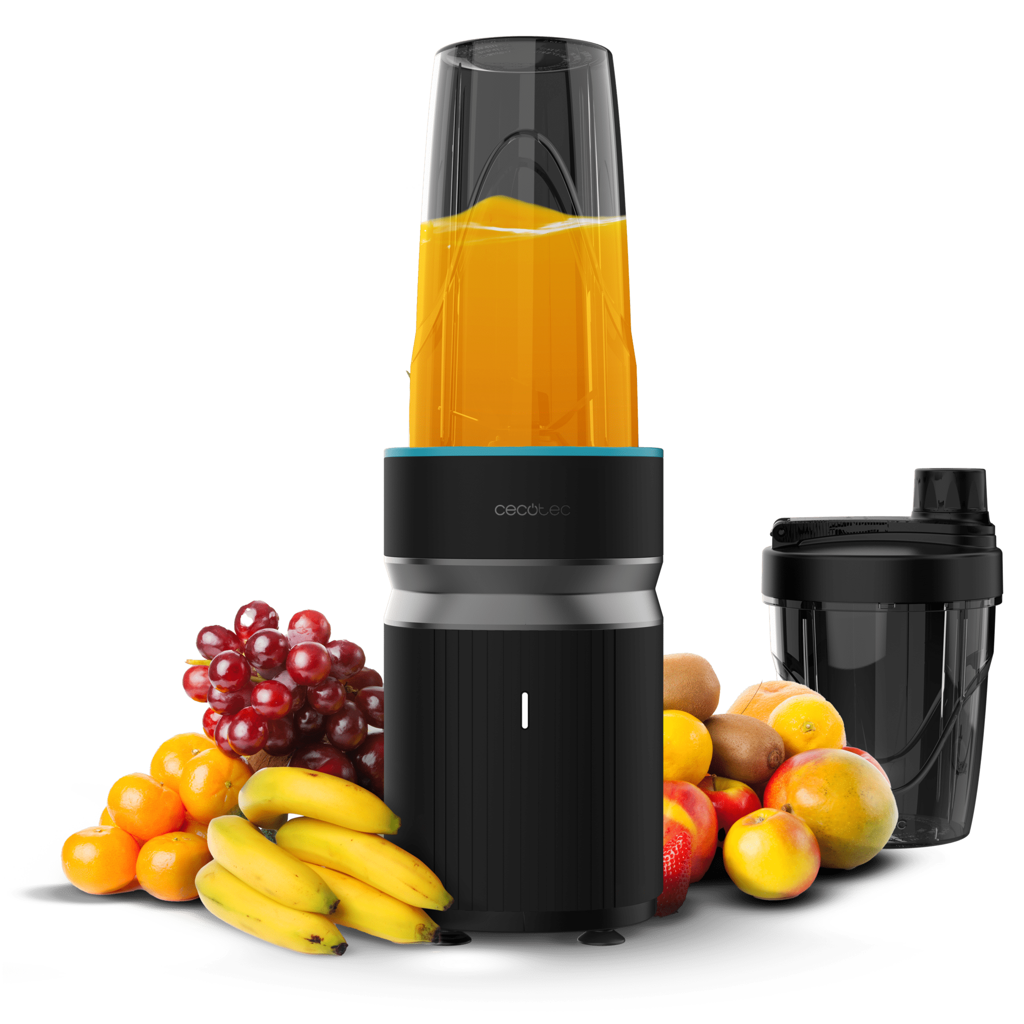 PowerTitanium 1000 Push2Go Potencia 1000W. Cuchilla acero inox 6 hojas. Pantalla LED. Dos vasos 550ml y 700ml. Tritura, mezcla y licua. Libre BPA