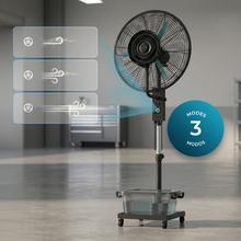 FreshessenceIndustry 260 Control Ventilador nebulizador industrial de 41L, 260W, 26" de diámetro, mando a distancia, 3 velocidades y temporizador