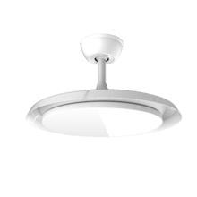 EnergySilence Aero 4500 Puzzle Invisible White Ventilateur de plafond avec pales rétractables, moteur DC de 30 W, diamètre de 42 pouces, éclairage LED, télécommande, minuterie jusqu'à 4 heures et fonction Été/Hiver.