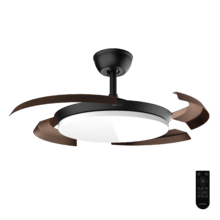 EnergySilence Aero 4500 Puzzle Invisible Black&DarkWood Ventilateur de plafond avec pales rétractables, moteur DC de 30 W, diamètre de 42 pouces, éclairage LED, télécommande, minuterie jusqu'à 4 heures et fonction Été/Hiver.