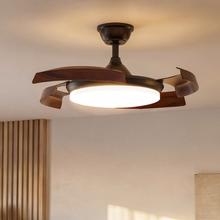 EnergySilence Aero 4500 Puzzle Invisible Black&DarkWood Ventilador de techo con aspas retráctiles, motor DC de 30 W, diámetro de 42", luz LED, mando a distancia, temporizador de hasta 4 horas y función verano/invierno.