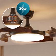 EnergySilence Aero 4500 Puzzle Invisible Black&DarkWood Ventilador de techo con aspas retráctiles, motor DC de 30 W, diámetro de 42", luz LED, mando a distancia, temporizador de hasta 4 horas y función verano/invierno.