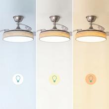 EnergySilence Aero 3666 Invisible Textile Deckenventilator 30‑W‑DC‑Motor, 6 Geschwindigkeitsstufen, einklappbare Flügel, Fernbedienung und LED‑Licht mit 3 Helligkeitsstufen, Ø 36″.