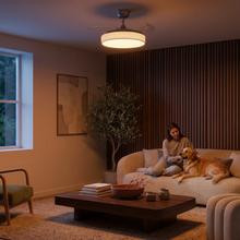 EnergySilence Aero 3666 Invisible Textile Ventilador de Techo de 30W DC con 6 Velocidades, Aspas Retráctiles, Mando a Distancia y Luz LED con 3 Intensidades y diámetro de 36".
